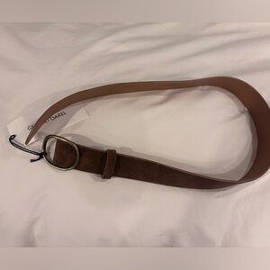 Gerard Darel Chocolate Suede Belt with Brass Ring